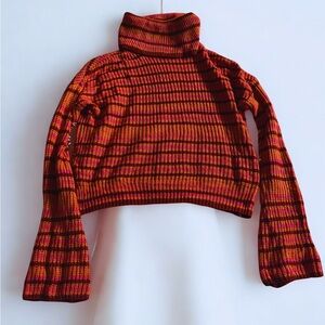 Absolutely Vibrant Red and Orange Turtleneck Sweater